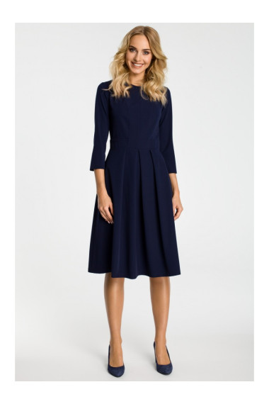 M335 Dress with box pleat in front - navy blue