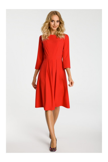 M335 Dress with box pleat in front - red