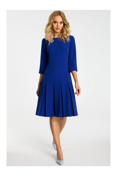 M336 Drop waist dress with pleats - royal blue