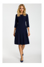 M336 Drop waist dress with pleats - navy blue