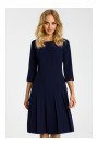 M336 Drop waist dress with pleats - navy blue
