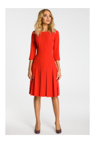 M336 Drop waist dress with pleats - red