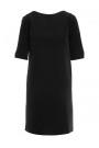 S113 Minimalist dress with back v-neck - black