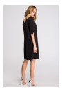 S113 Minimalist dress with back v-neck - black