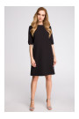 S113 Minimalist dress with back v-neck - black