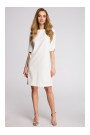 S113 Minimalist dress with back v-neck - ecru
