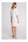 S113 Minimalist dress with back v-neck - ecru