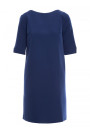 S113 Minimalist dress with back v-neck - navy blue