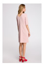 S113 Minimalist dress with back v-neck - powder