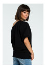 B079 Oversized blouse with a wrap detail - black
