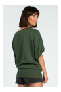 B079 Oversized blouse with a wrap detail - military green