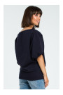 B079 Oversized blouse with a wrap detail - navy blue