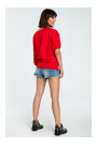 B079 Oversized blouse with a wrap detail - red