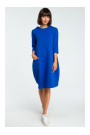 B083 Oversized dress with a front pocket - royal blue