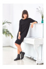 B083 Oversized dress with a front pocket - black