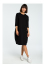 B083 Oversized dress with a front pocket - black