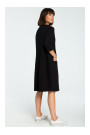 B083 Oversized dress with a front pocket - black