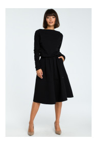 B087 Dress fit and flare midi - black