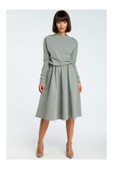 B087 Dress fit and flare midi - grey