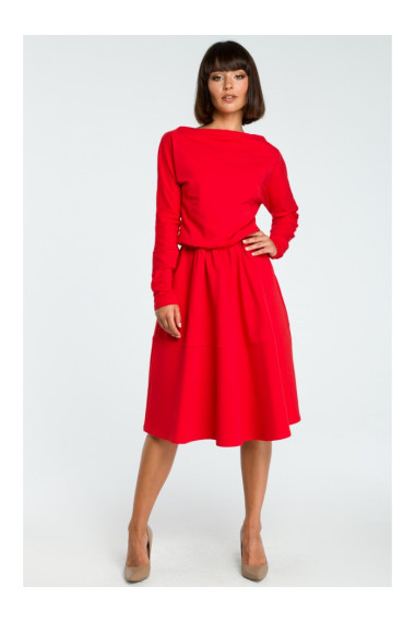 B087 Dress fit and flare midi - red