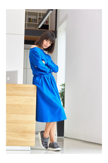 B087 Dress fit and flare midi - royal blue