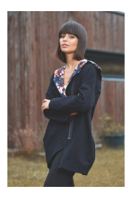 B091 Oversized zipped hoodie - black