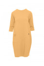 B083 Oversized dress with a front pocket - yellow
