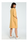 B083 Oversized dress with a front pocket - yellow