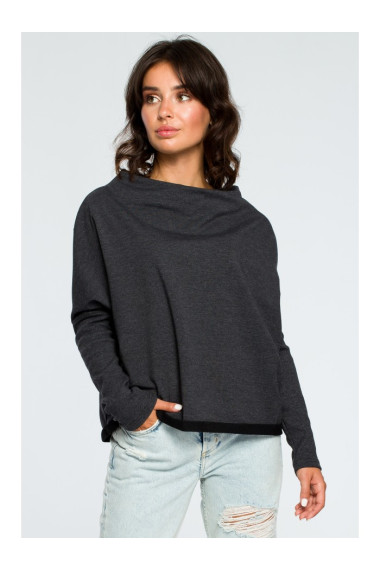 B094 Oversized top with a back V-neck - graphite