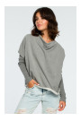 B094 Oversized top with a back V-neck - grey