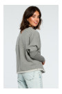 B094 Oversized top with a back V-neck - grey