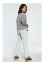 B094 Oversized top with a back V-neck - grey