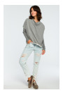 B094 Oversized top with a back V-neck - grey