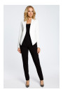 M031 Long sleeve collarless asymmetric open front jacket - ecru