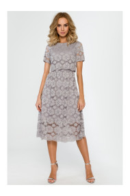 M405 Lace crop top midi dress - grey