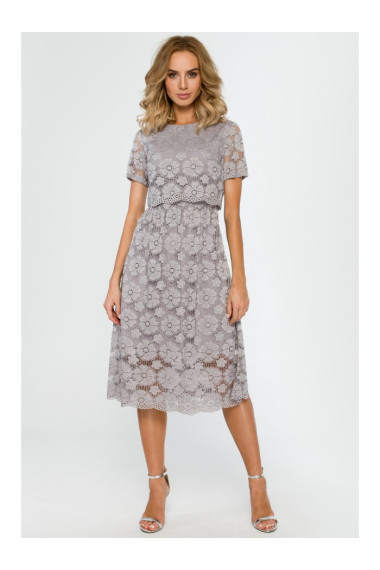 M405 Lace crop top midi dress - grey