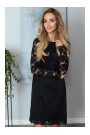 M406 Lacy a-line dress with long sleeves - black