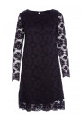 M406 Lacy a-line dress with long sleeves - black