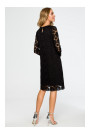 M406 Lacy a-line dress with long sleeves - black