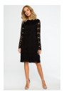 M406 Lacy a-line dress with long sleeves - black