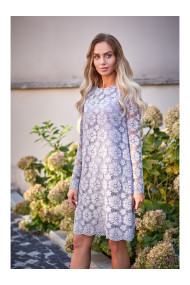 M406 Lacy a-line dress with long sleeves - grey