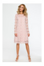M406 Lacy a-line dress with long sleeves - pink