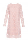 M406 Lacy a-line dress with long sleeves - pink