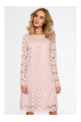 M406 Lacy a-line dress with long sleeves - pink