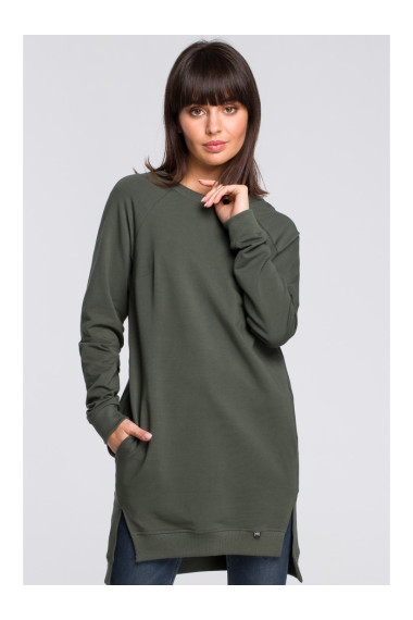 B101 Oversized tunic with split sides - military green