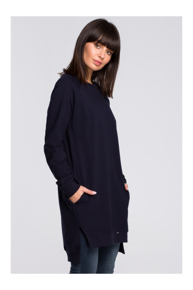 B101 Oversized tunic with split sides - navy blue
