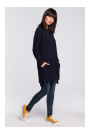 B101 Oversized tunic with split sides - navy blue