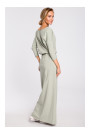M435 Maksi kokvilnas kleita ar kaklasaites jostu - pistāciju krāsas