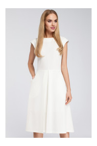 M296 Apgrieztā plisētā kleita - ekru krāsā