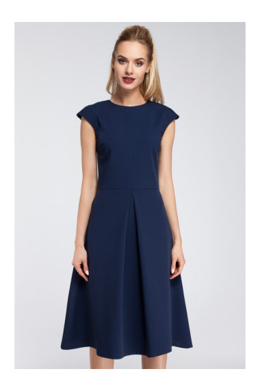 M296 Apgrieztās plisētās kleitas - tumši zilā krāsā